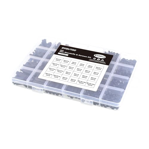 Exqutoo 620Pcs M3 Male Female Hex Standoffs Screws Assortment Kit - color: Black/3.2mm,620Pcs,Hex