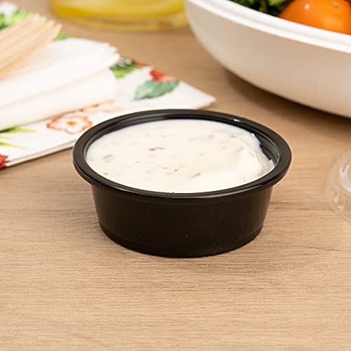 Restaurantware Portion Cups 2000 Pack of 1.5 oz Plastic Black Disposable Condiment Cup Jello Shot Spill-Resistant Sauce Container - color: Black, size: 1.5 oz