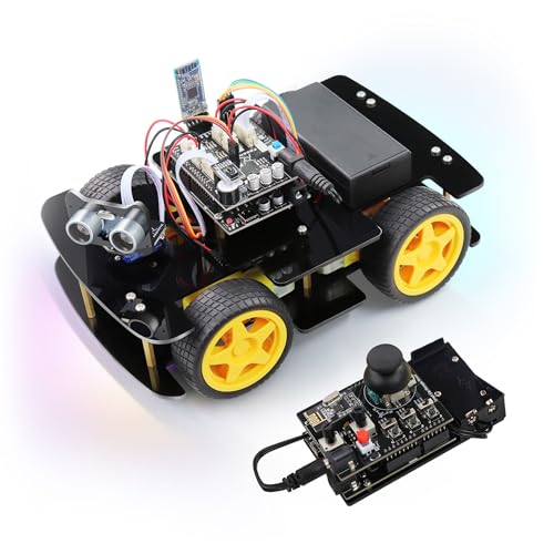 Freenove 4WD Car Kit with Remote (Compatible with Arduino IDE), Line Tracking, Obstacle Avoidance, Wireless Control App, Ultrasonic Sensor Motor Servo - color: With Remote