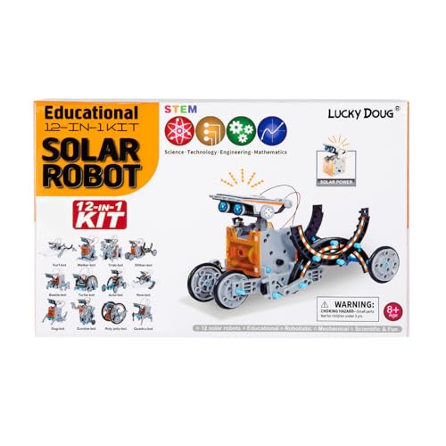 Lucky Doug 12-in-1 Solar Powered Robot Building Kits Toys - color: Grey