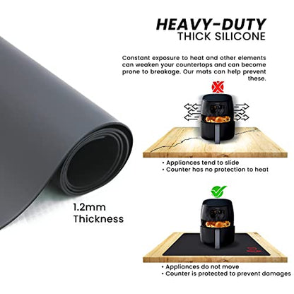 Large Black Heat Resistant Mat For Kitchen Countertop, 23"x15" - color: Black