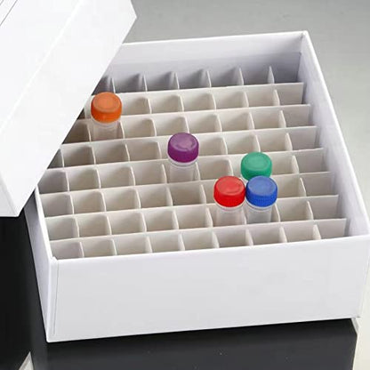 Cardboard Freezer Box - White/81 Place,Water and Ice Resistant Coating,For storing 1.5-2.0 mL cryovials(Pack of 12)