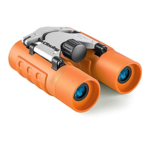 Real Binoculars for Kids Gifts for 3-12 Years Boys Girls 8x21 High-Resolution Optics Compact Toy Binocular for Bird Watching,Travel, Camping - color: Orange
