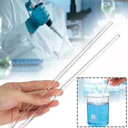10-Pack Glass Stirring Rods – 7.9" Long, 6mm Diameter, Both Ends Round – Heat-Resistant Glass for Lab and Home Use