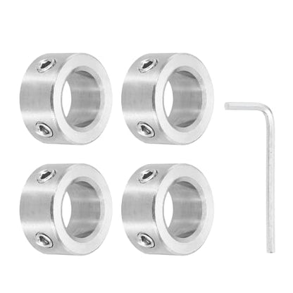 MECCANIXITY 4 Pcs Shaft Collars, 15mm Bore Solid Stainless Steel Set 2 Screw Shaft Collar 25mm OD 12mm Thickness for Motor Garden Cart Pulley Machinery and Industrial Use - size: 15mm ID 25mm OD 12mm H with 2 Screw