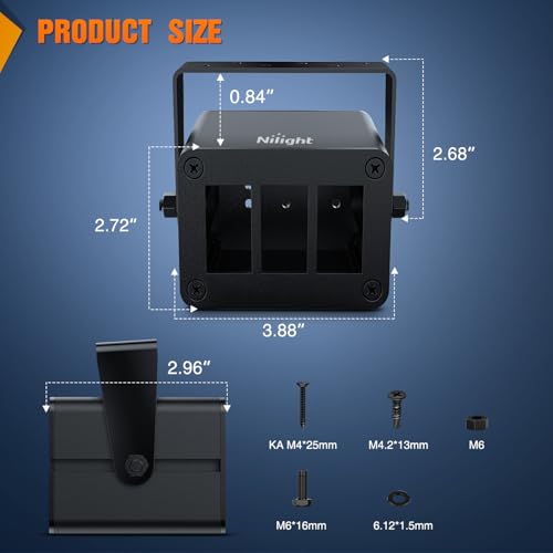 Nilight 3 Gang Rocker Switch Box Detachable Housing 3 Holes Aluminum Panel - color: Black-Switch Box Only, size: 3 Gang