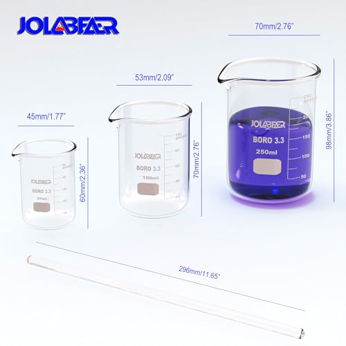 JOLABEAR Lab Glass Beakers, Cylinders and Flasks Set, 15pcs