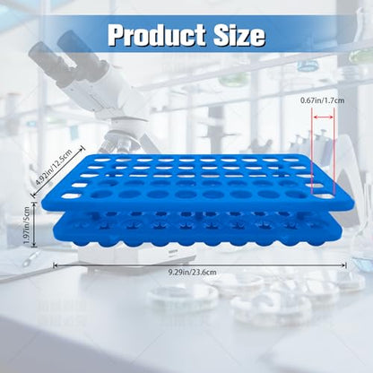 50-Well Test Tube Rack with silicome pad,Plastic Test Tube Holder for 5ml/10ml/15ml Tubes,Pack of 5pcs(Blue Green Orange Yellow Pink)