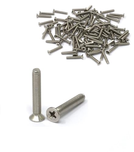 iexcell 100 Pcs M3 x 18mm Thread Pitch 0.5 mm Stainless Steel 304 Phillips Drive Flat Head Countersunk Screws Bolts, Bright Finish - size: M3 x 18mm