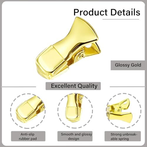 35 Pack Mini Metal Alligator Clips for Crafts Non-Slip Silicone-Coated Retro DIY Badge Small Clips (Glossy Gold) - color: Glossy Gold