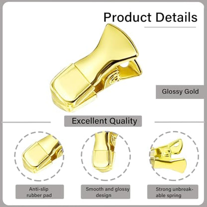 35 Pack Mini Metal Alligator Clips for Crafts Non-Slip Silicone-Coated Retro DIY Badge Small Clips (Glossy Gold) - color: Glossy Gold