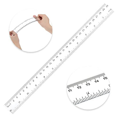 Koogel 40 Packs Clear Plastic Ruler, 12 Inch, Plastic Measuring Tool with Centimeter and Millimeter, Shatterproof Metric Clear Rulers Bulk for Kids, Back to School, Classroom, School, Office, Home