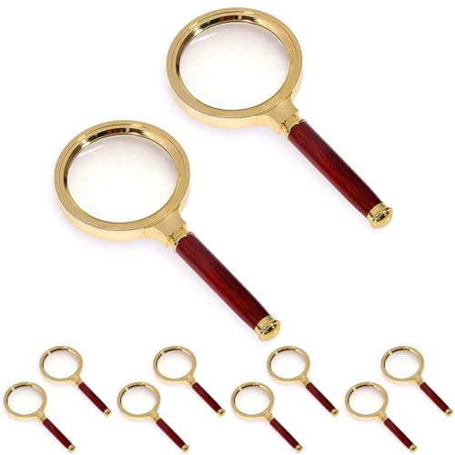 Magnifying Glass 6X Magnification Magnifier Handheld, (Red 6X, 10 Pcs) - color: Red 6x, size: 10 Pcs