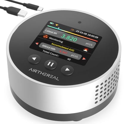 Airthereal Portable Radon Detector - 504-Day Storage, 6-Hour Results - color: Silver