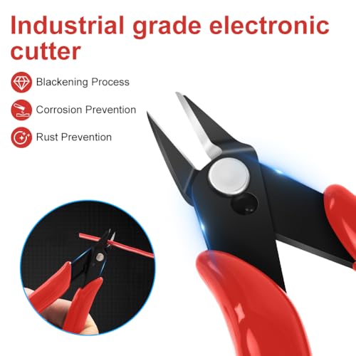 Ainiv Wire Cutters, 1PCS Spring-loaded Side Cutters Flush Diagonal Cutters - color: Red Wire Cutter-1pcs, size: 1pcs