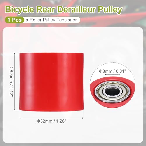 PATIKIL 8mm Roller Pulley Tensioner, Chain Roller Pulley Tensioner Mini Bike Parts Nylon Cylinder Type Guide Wheel Chain Guide Slider for Mini Motorcycle Dirt Bike, Red - color: Red