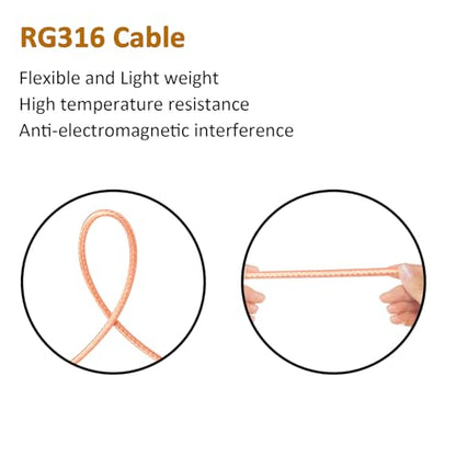 MOOKEERF RG316 CB Coax Cable 1ft,2 Pack UHF PL259 Male to Male CB Antenna Cable 50 Ohm for HAM Radio,Antenna Analyzer,Dummy Load,SWR Meter - size: 1FT