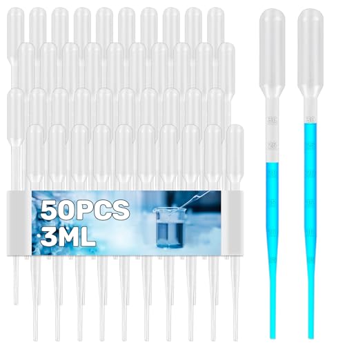 MAQIHAN Disposable Pipettes Dropper 50pcs - 3ml Plastic Droppers for Liquid