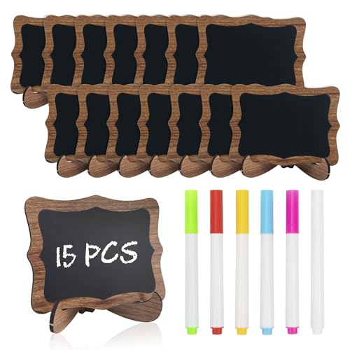 Temlum 15pcs Mini Chalkboard Sign, 2.9″x3.9″ Small Chalkboards, Wavy Shaped - style: Wave