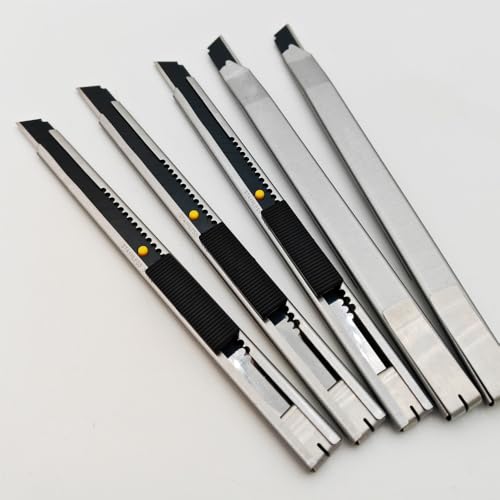 Gebildet 5pcs Right and Left Hand Self-Lock Cutter Knife/Black 9mm Snap Off Blades /60° Blace/SS - color: Ss-black Blade