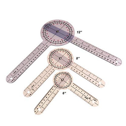 Goniometer Kit Physical Therapy Set That Includes 12,8,6 Inch Sizes. Also use in Occupational Therapy. Clinical and Home Use.