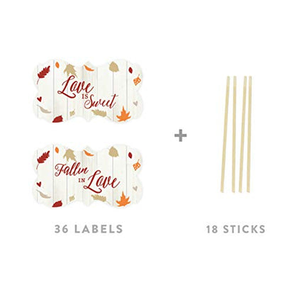 Andaz Press Fallin' in Love Autumn Fall Leaves Wedding Party Collection, Cupcake Topper DIY Party Favors Kit, Fancy Frame Shape, 18-Pack