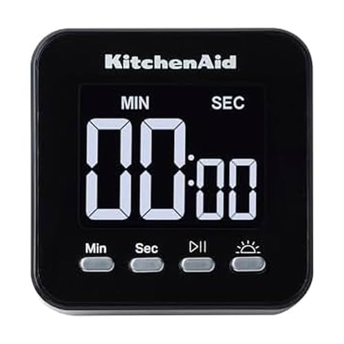 KitchenAid KQ912 99M Digital Single Event Magnetic Visual Timer with Backlight, Cooking, Classroom, Egg Timer, Black