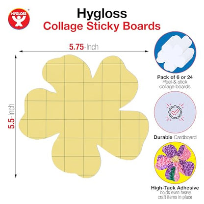 Hygloss Sticky Flower Craft Boards - 24 Pack 5.5-Inch Self Stick Collage Boards for Kids - Peel & Stick Mounting Boards for Art Projects, School Crafts, Classrooms, and DIY Displays - size: 24-Pcs, style: Flower 5.5"