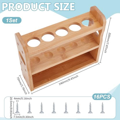 UNICRAFTALE Bamboo Test Tube Rack 3 Tier Wooden Lab Rack Multi-Use Cylinder Tube Display Racks Rectangle Lab Supplies Tubes Holder Hole 34.5mm for Tests Tubes Chemistry Laboratory 9.4"x7.87"x2.75" - size: 24x7x20cm
