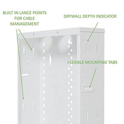 On-Q 20" Structured Media Enclosure with Hinged Cover Lock, Glossy White, Surface or Flush Mount - size: 20 inch