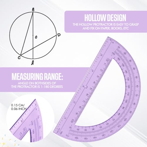 EBOOT Drawing Compass and 6 in Protractor Geometry Set, Purple - color: Purple