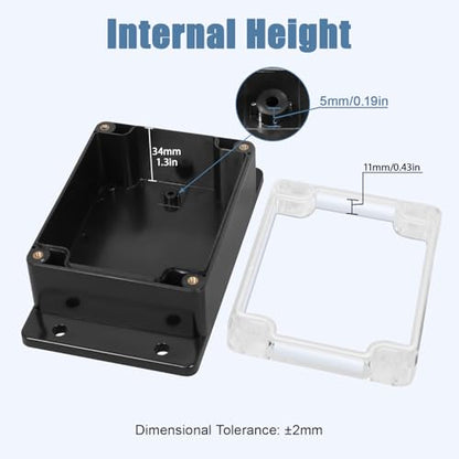Junction Box with Clear Cover IP65 Waterproof ABS Plastic Universal Project Box with Fixed Ear, Black 4.5"x 3.5"x 2.1"(115x90x55mm)(Pack of 2) - color: 2 packs, size: 4.5"x 3.5"x 2.1"