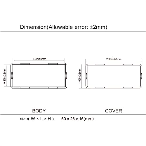 LeMotech Project Box 10 Pieces ABS Plastic Electrical Project Case Small Junction Box for Electronics Black 2.4 x 1.0 x 0.6 inch (60 x 26 x 16 mm) - size: 2.4" x 1.0" x 0.6"(10pc)