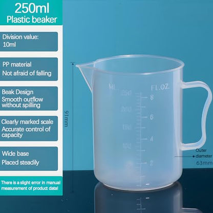 TISMART Plastic Beaker 4 Pack Measuring Cup Set