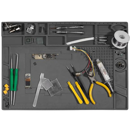 WEP M170 Silicone Soldering Mat 17.3x12.2 inches Heat-resistant with 8 Function Zones, Magnetic Mat/Soldering Mat for, electronics repair, DIY Projects - size: 17.3x12.2 inches