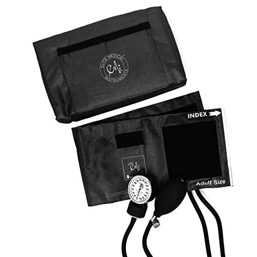 EMI # 305 Black Aneroid Sphygmomanometer Manual Blood Pressure Monitor and Dual Head Stethoscope Kit Set - color: Black