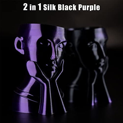 PLA Filament 1.75mm,3D Printer Filament High Speed Printing, Silk PLA Dual Color Black Purple 3D Printer Filament, 1.75 PLA Filament +/-0.02mm, 1kg/2.2lb - color: Dual-color Black Purple