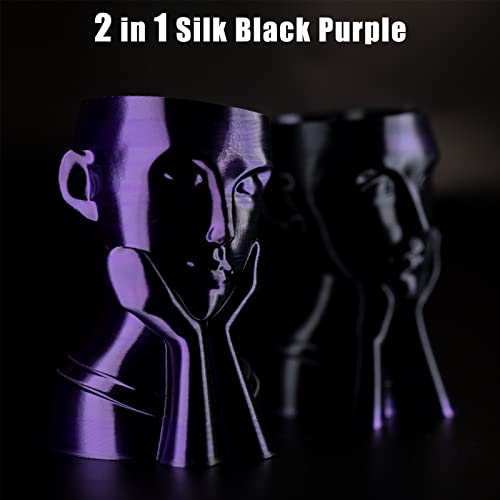 PLA Filament 1.75mm,3D Printer Filament High Speed Printing, Silk PLA Dual Color Black Purple 3D Printer Filament, 1.75 PLA Filament +/-0.02mm, 1kg/2.2lb - color: Dual-color Black Purple