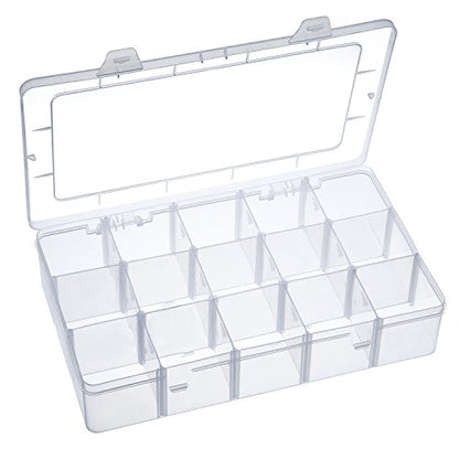 Outus 15 Grid Washi Tape Organizer Adjustable Clear Plastic Storage Box