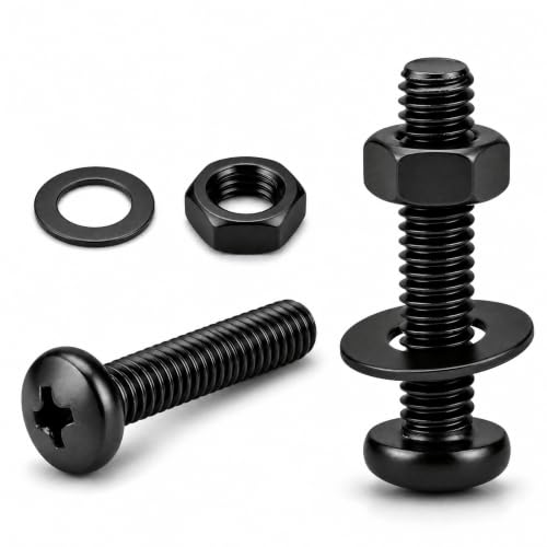 #6-32 x 1-3/4" (20 Sets) Pan Head Machine Screws Nuts Washers Assortment Kit, Black Oxide 304 Stainless Steel Phillips Drive Full Thread - size: #6-32 x 1-3/4"
