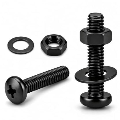 #6-32 x 1-1/2" (20 Sets) Pan Head Machine Screws Nuts Washers Assortment Kit, Black Oxide 304 Stainless Steel Phillips Drive Full Thread - size: #6-32 x 1-1/2"