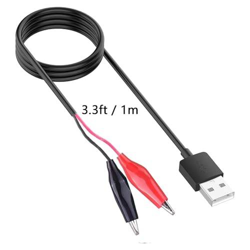 USB to Alligator Clip Adapter Cable Crocodile Clip Jumper Probe to USB Male Test Wre 22AWG Adapter Red and Black Wire Alligator Clip Cable for Testing The Circuit [4pack 3.3FFt / 100cm] - size: 4pcs-3.3Ft-Usb to Alligator