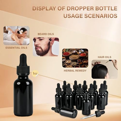 NOOEEISS 12 Pcs, 1oz Black Glass Eye Dropper Bottle, Tincture Bottles with Leak-Proof Design, Stronger Suction, for All Kinds of Mixed Liquids - color: Black, size: 1oz-12Pack