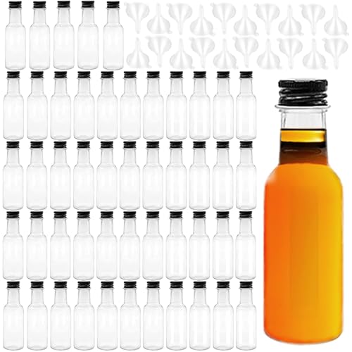 50 Pack 1oz Mini Liquor Bottles Empty Spirit Bottles with 20 Funnels - size: 50 Pack 1oz