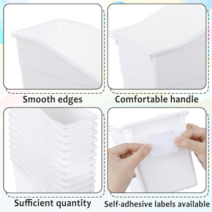 gisgfim 12 Pack Large Book Bins with Labels (White) - color: White