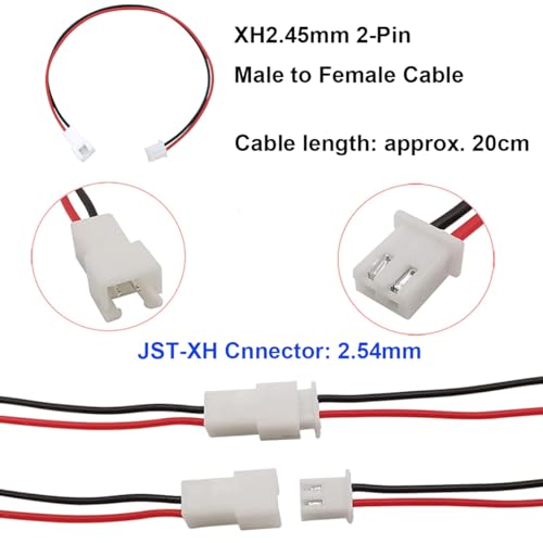 JST XH-2.54mm 2-Pin Male to 2-Pin Female Connector Plug Extension Cable