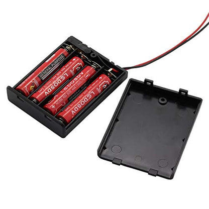 6 Pieces 4 Slots x 1.5V AAA Battery Case Holder Battery Spring Clip Storage Box Wire Leads with On/Off Switch - size: 6 x 4 Slots AAA with Switch