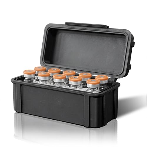 3ml Vial Case, Vial Holder for Insulin Vials and Peptide Vials, Holds 10 Vials, 3ml Vial Storage Box for Refrigerator Storage and Travel (Black) - color: Black