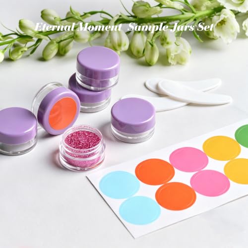 Eternal Moment 50 Pack 3G Sample Containers with Lids Cosmetic Small Jars - color: Purple Lid, size: 0.1 Ounce