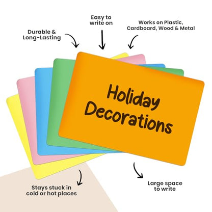 Storage Bin Labels 6x4 in 50 pk - Large Moving & Packing Box Labels Totes - color: All Colors